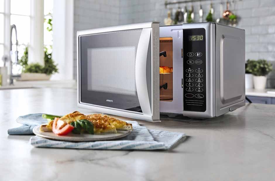 a microwave and an oven