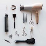 hairdryer, scissors and other hair styling tools